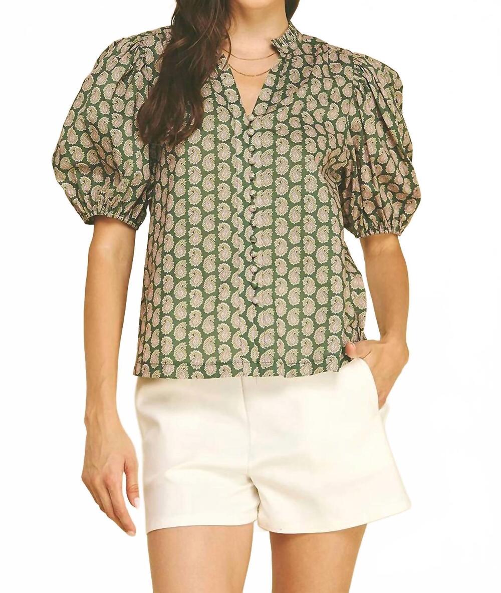 NEW PINCH garden party v-neck top in green